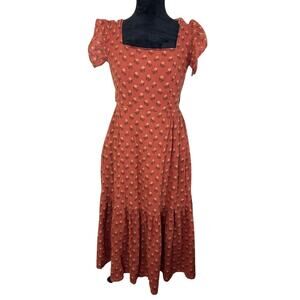 Madewell Ruffle-Strap Tiered Midi Dress in Wild Calendula Block-Print